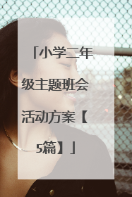 小学二年级主题班会活动方案【5篇】
