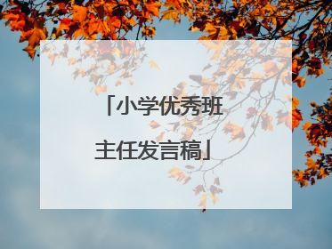 小学优秀班主任发言稿