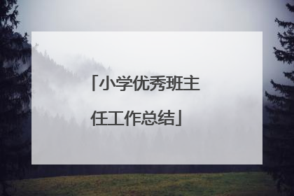 小学优秀班主任工作总结