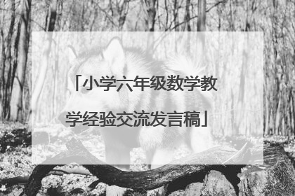 小学六年级数学教学经验交流发言稿