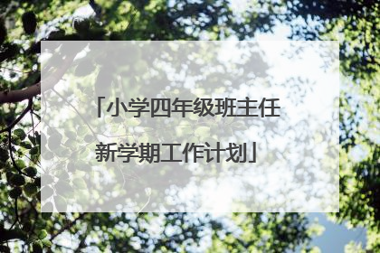 小学四年级班主任新学期工作计划