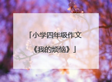 小学四年级作文《我的烦恼》