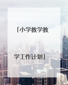 小学教学教学工作计划