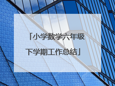 小学数学六年级下学期工作总结