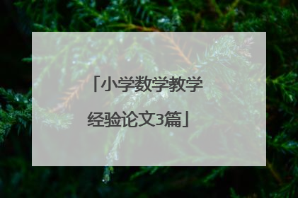 小学数学教学经验论文3篇