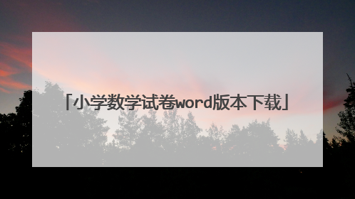 小学数学试卷word版本下载