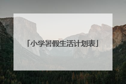 小学暑假生活计划表