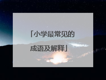 小学最常见的成语及解释