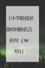 小学阶段珍惜时间的名言名句 (30句)
