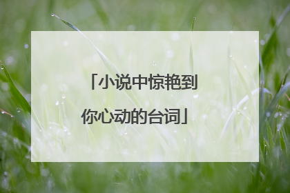 小说中惊艳到你心动的台词