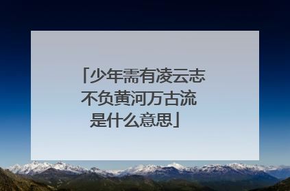少年需有凌云志 不负黄河万古流是什么意思