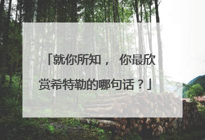 就你所知, 你最欣赏希特勒的哪句话?