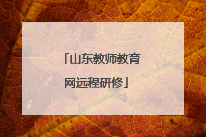 山东教师教育网远程研修