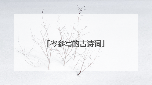 岑参写的古诗词