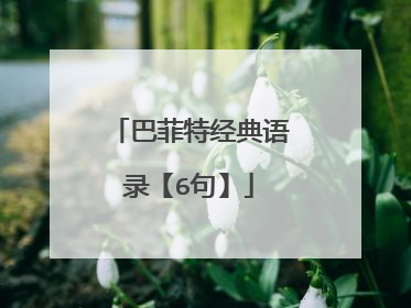 巴菲特经典语录【6句】
