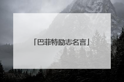 巴菲特励志名言