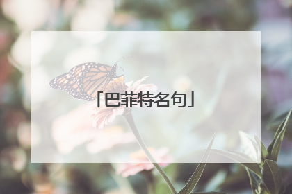 巴菲特名句