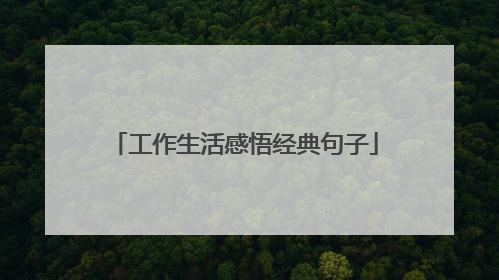工作生活感悟经典句子