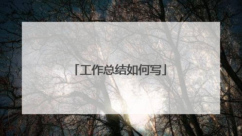 工作总结如何写
