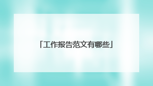 工作报告范文有哪些