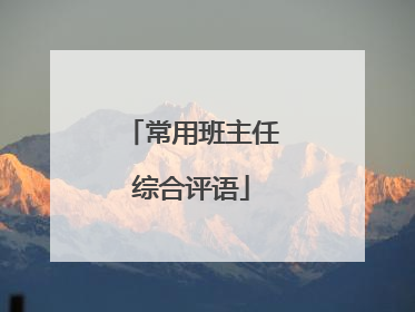 常用班主任综合评语