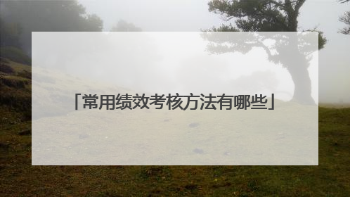 常用绩效考核方法有哪些