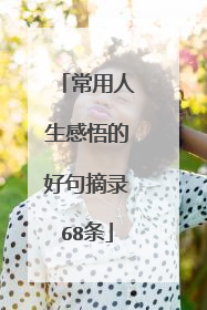 常用人生感悟的好句摘录68条