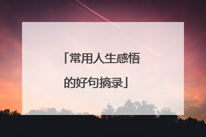 常用人生感悟的好句摘录