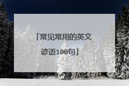 常见常用的英文谚语100句