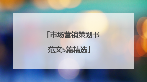 市场营销策划书范文5篇精选