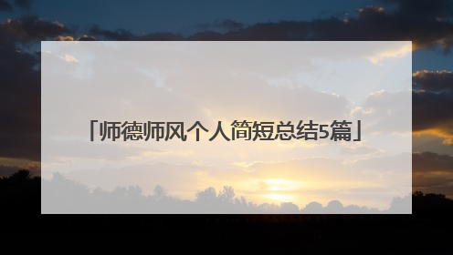 师德师风个人简短总结5篇