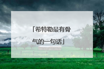 希特勒最有骨气的一句话