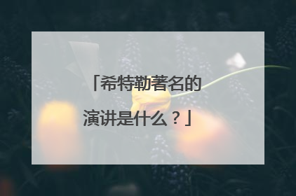 希特勒著名的演讲是什么?