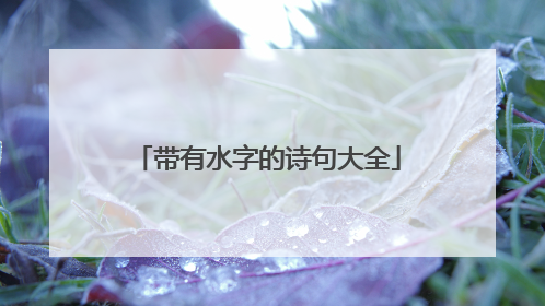 带有水字的诗句大全