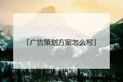 广告策划方案怎么写