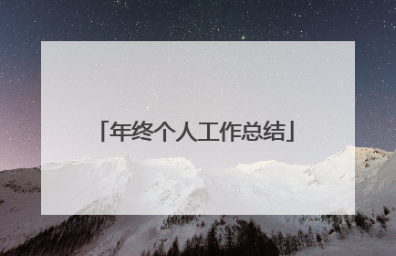 年终个人工作总结