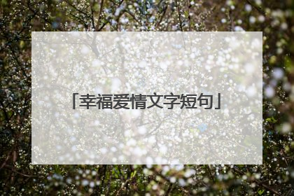 幸福爱情文字短句