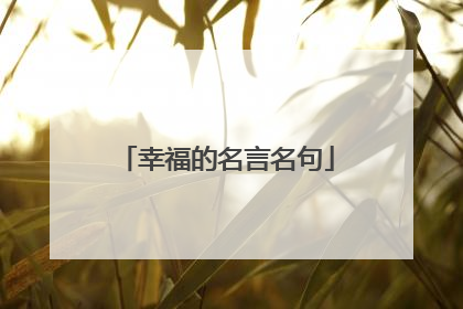 幸福的名言名句