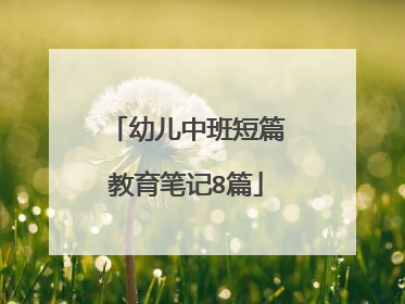 幼儿中班短篇教育笔记8篇
