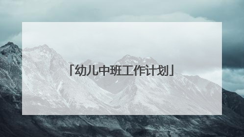 幼儿中班工作计划