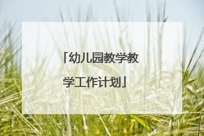 幼儿园教学教学工作计划