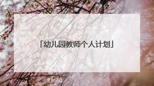 幼儿园教师个人计划