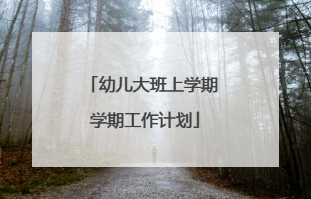 幼儿大班上学期学期工作计划