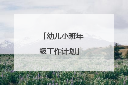 幼儿小班年级工作计划