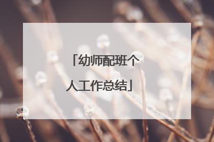 幼师配班个人工作总结