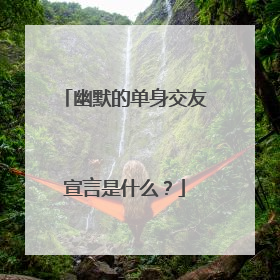 幽默的单身交友宣言是什么?