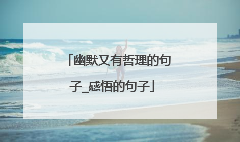 幽默又有哲理的句子_感悟的句子
