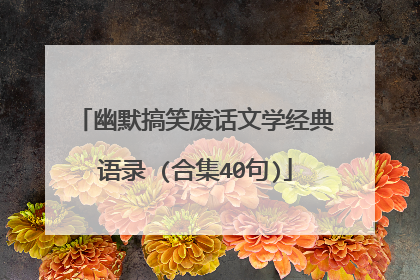 幽默搞笑废话文学经典语录 (合集40句)