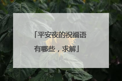 平安夜的祝福语有哪些,求解
