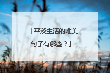 平淡生活的唯美句子有哪些？
